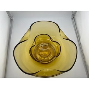 Vintage Anchor Hocking Amber Glass Pinch Shape Chip and Dip Bowls - Set of 2‎